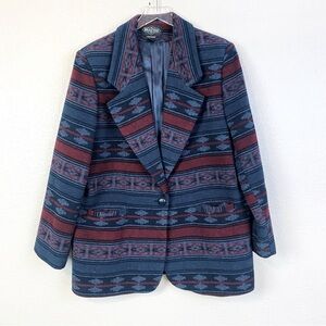 Braetan Aztec Wool Blend Lined One Button Blazer Size XL
